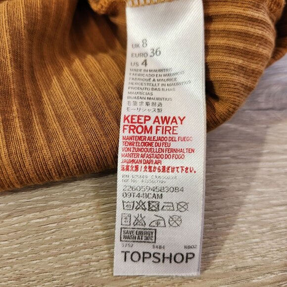 Topshop Brown Long-Sleeve Ribbed Knit Crop Top Womens Size 4 - Picture 11 of 14